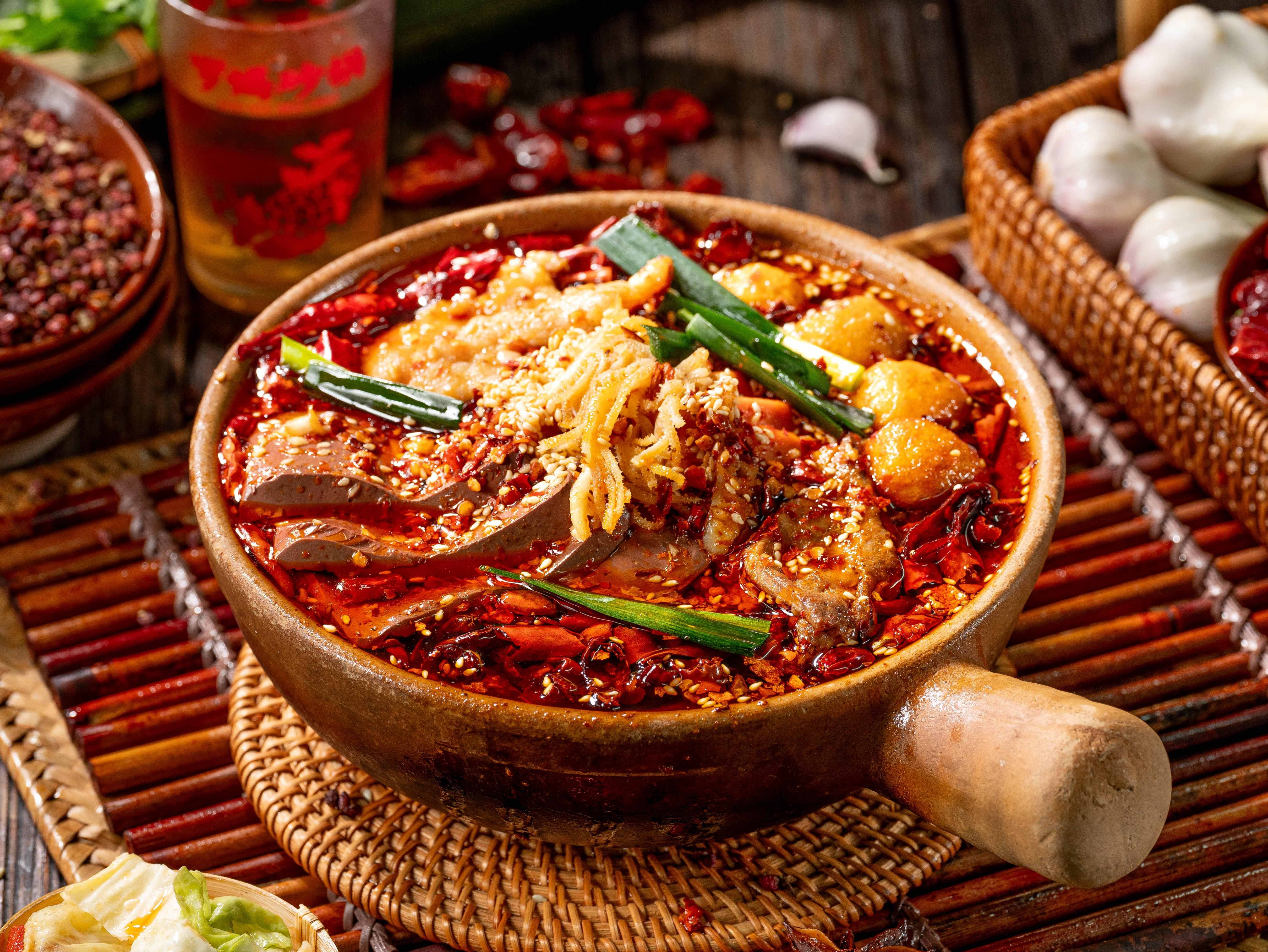 罗妈砂锅-砂锅油泼毛血旺